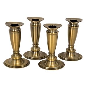 Valerie Parr Hill Brass Metal Oval Base Candle Stick Holders (Set of 4)